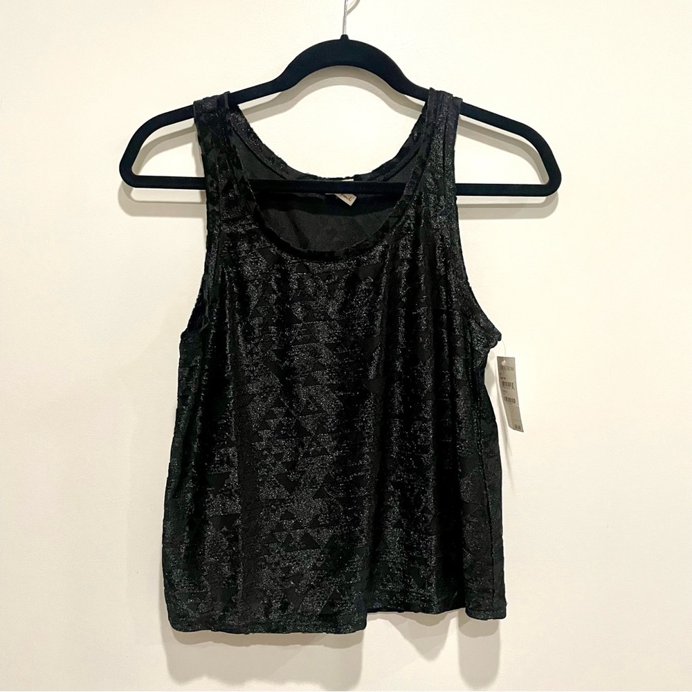 Nordstrom (Frenchi) black velvet/burnout top, xs NWT